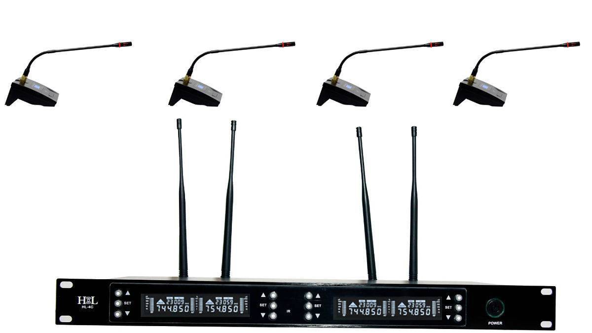 Sistema Inalámbrico de 4 micrófonos para conferencias HL-4C